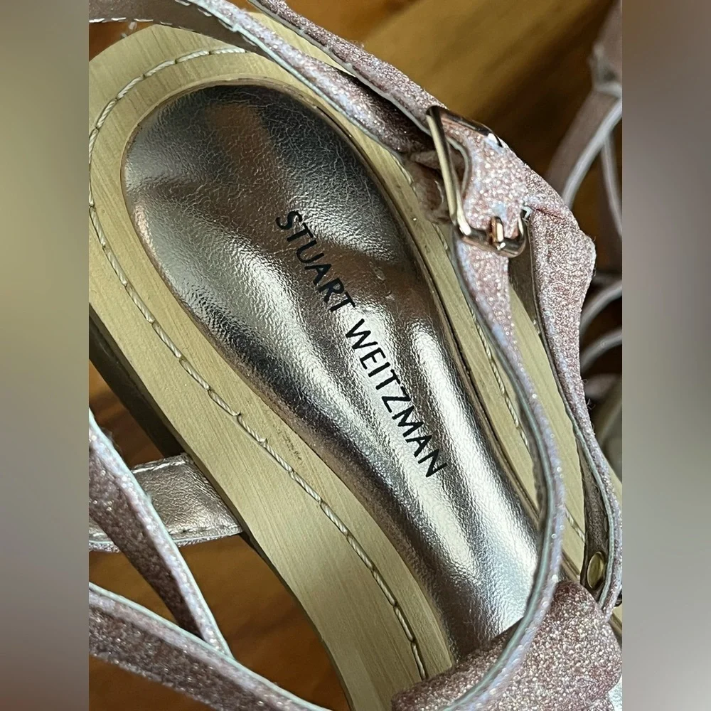 Stuart Weitzman Girls Rose Gold glitter, NEW